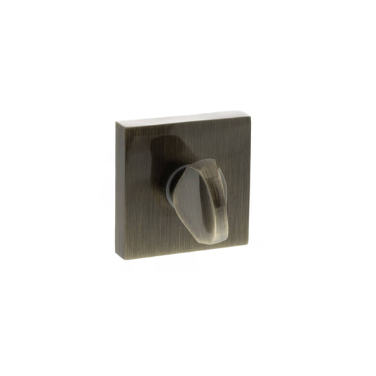 STATUS WC Turn and Release on S4 Square Rose - Antique Brass - Depth: 42mm, Height: 50mm, Width: 50mm
