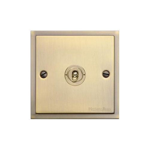 Elite Stepped Plate Range Antique Brass Switches & Sockets, S91 - 1 Gang Toggle Switch by Heritage Brass By M-Marcus