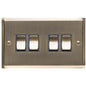 Elite Stepped Plate Range Antique Brass Switches & Sockets, S91 - 4 Gang Rocker Switch by Heritage Brass By M-Marcus