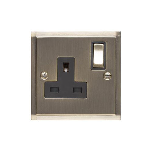 Elite Stepped Plate Range Antique Brass Switches & Sockets, S91 - Single Socket (13 Amp) by Heritage Brass By M-Marcus