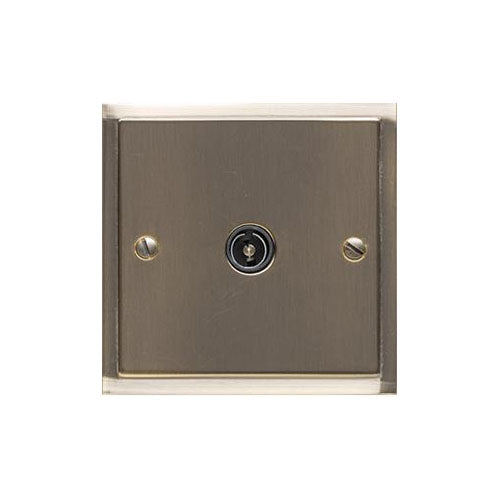 Elite Stepped Plate Range Antique Brass Switches & Sockets, S91 - 1 Gang Non-Isolated TV Coaxial Socket by Heritage Brass By M-Marcus
