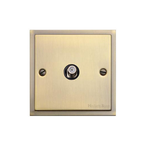 Elite Stepped Plate Range Antique Brass Switches & Sockets, S91 - 1 Gang Satellite Socket by Heritage Brass By M-Marcus
