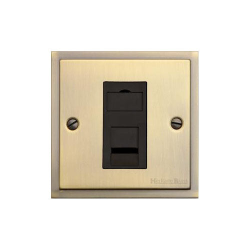 Elite Stepped Plate Range Antique Brass Switches & Sockets, S91 - 1 Gang CAT6 by Heritage Brass By M-Marcus