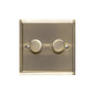 Elite Stepped Plate Range Antique Brass Switches & Sockets, S91 - 2 Gang Dimmer 250 watts (Compatible with halogen/ incandescent bulbs) by Heritage Brass By M-Marcus
