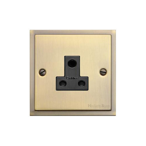Elite Stepped Plate Range Antique Brass Switches & Sockets, S91 - 5 Amp 3 Round Pin Socket by Heritage Brass By M-Marcus