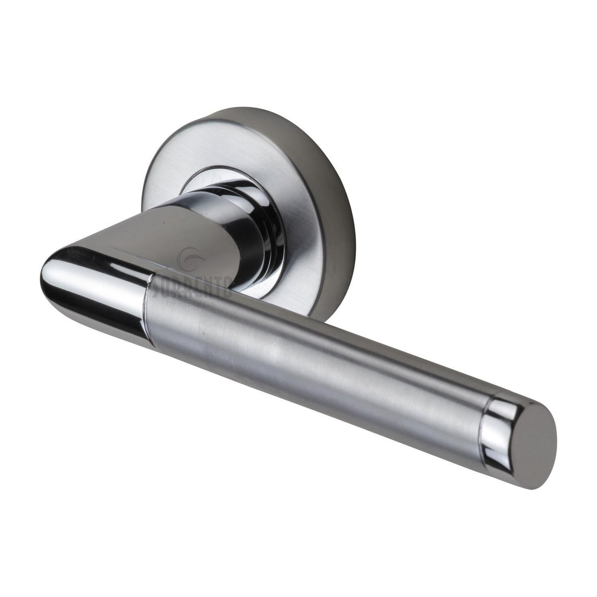 Mercury Zinc Door Handle on Round Rose by M Marcus - Heritage Brass