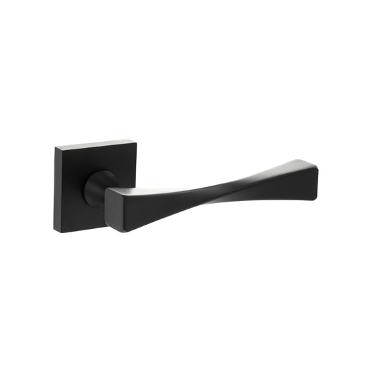 Senza Pari Guido Lever Door Handle on Flush Square Rose - Matt Black - Default