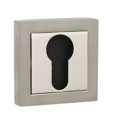 Senza Pari Euro Escutcheons on Square Rose - Satin Nickel/Polished Nickel - Default