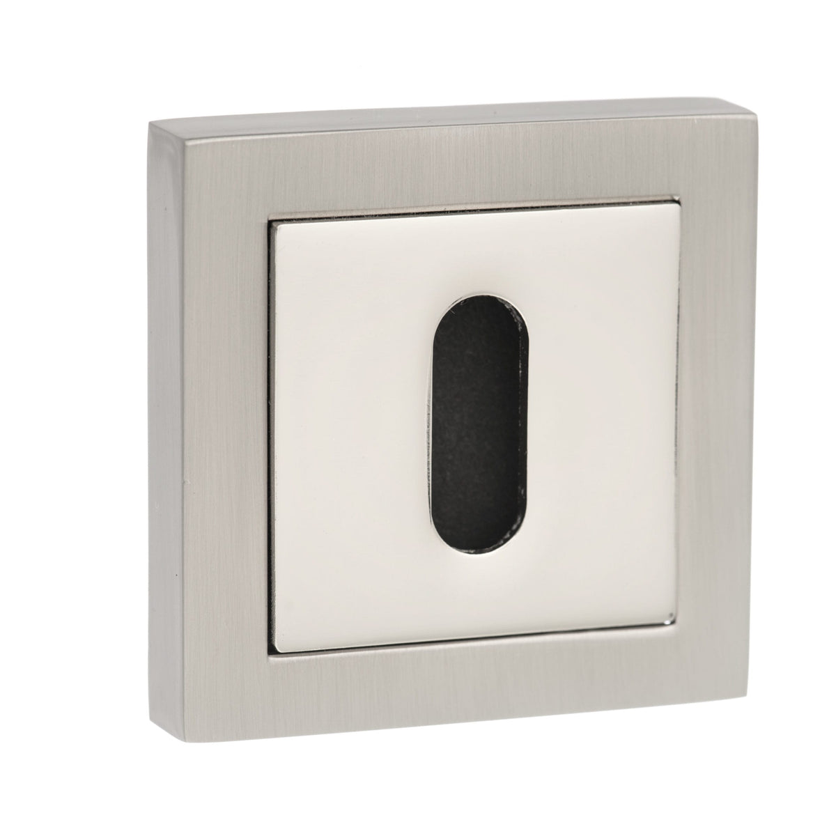 Senza Pari Key Escutcheons on Square Rose - Satin Nickel/Polished Nickel - Default