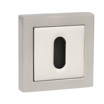 Senza Pari Key Escutcheons on Square Rose - Satin Nickel/Polished Nickel - Default