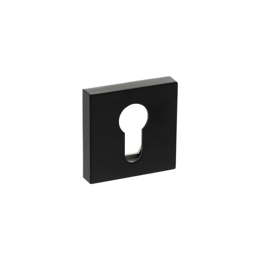 Senza Pari Euro Escutcheons on Minimal Square Rose - Matt Black - Default