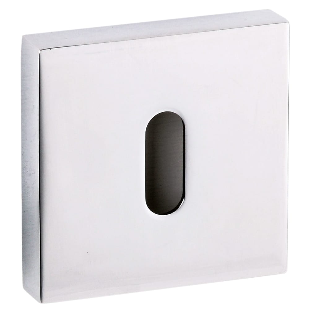 Senza Pari Key Escutcheons on Flush Square Rose - Polished Chrome - Default