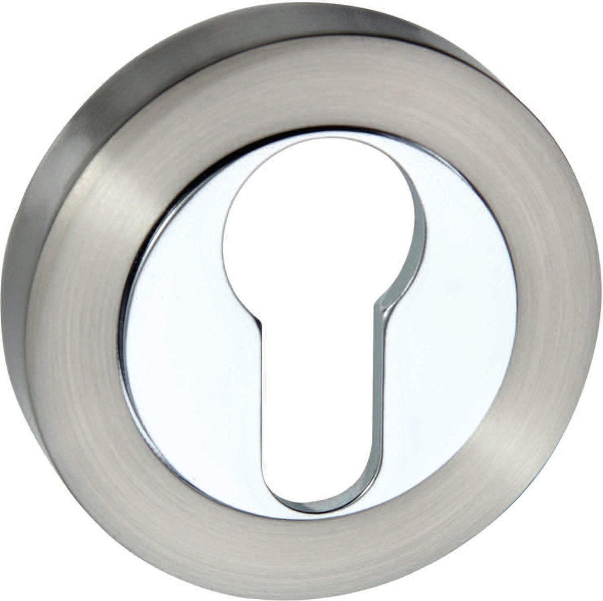 Senza Pari Euro Escutcheons on Round Rose - Satin Nickel/Polished Chrome - Default