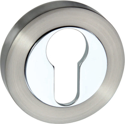 Senza Pari Euro Escutcheons on Round Rose - Satin Nickel/Polished Chrome - Default