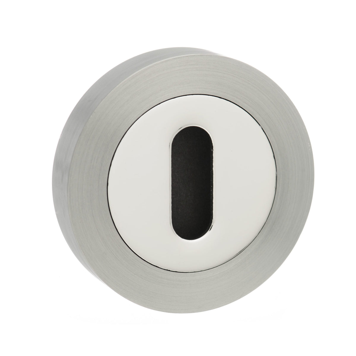 Senza Pari Key Escutcheons on Round Rose - Satin Nickel/Chrome Plate - Default