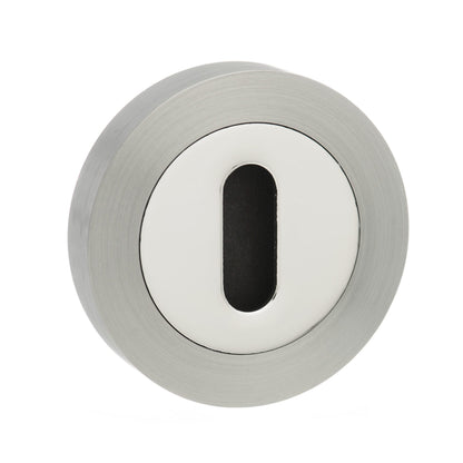Senza Pari Key Escutcheons on Round Rose - Satin Nickel/Chrome Plate - Default
