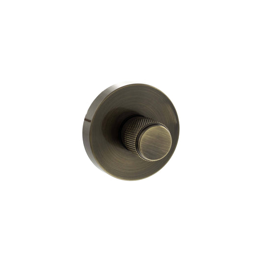 Senza Pari Knurled WC Turn and Release on Minimal Round Rose - Antique Brass - Default