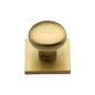 Victorian Round Cabinet Knob with Square Backplate by M Marcus - Heritage Brass