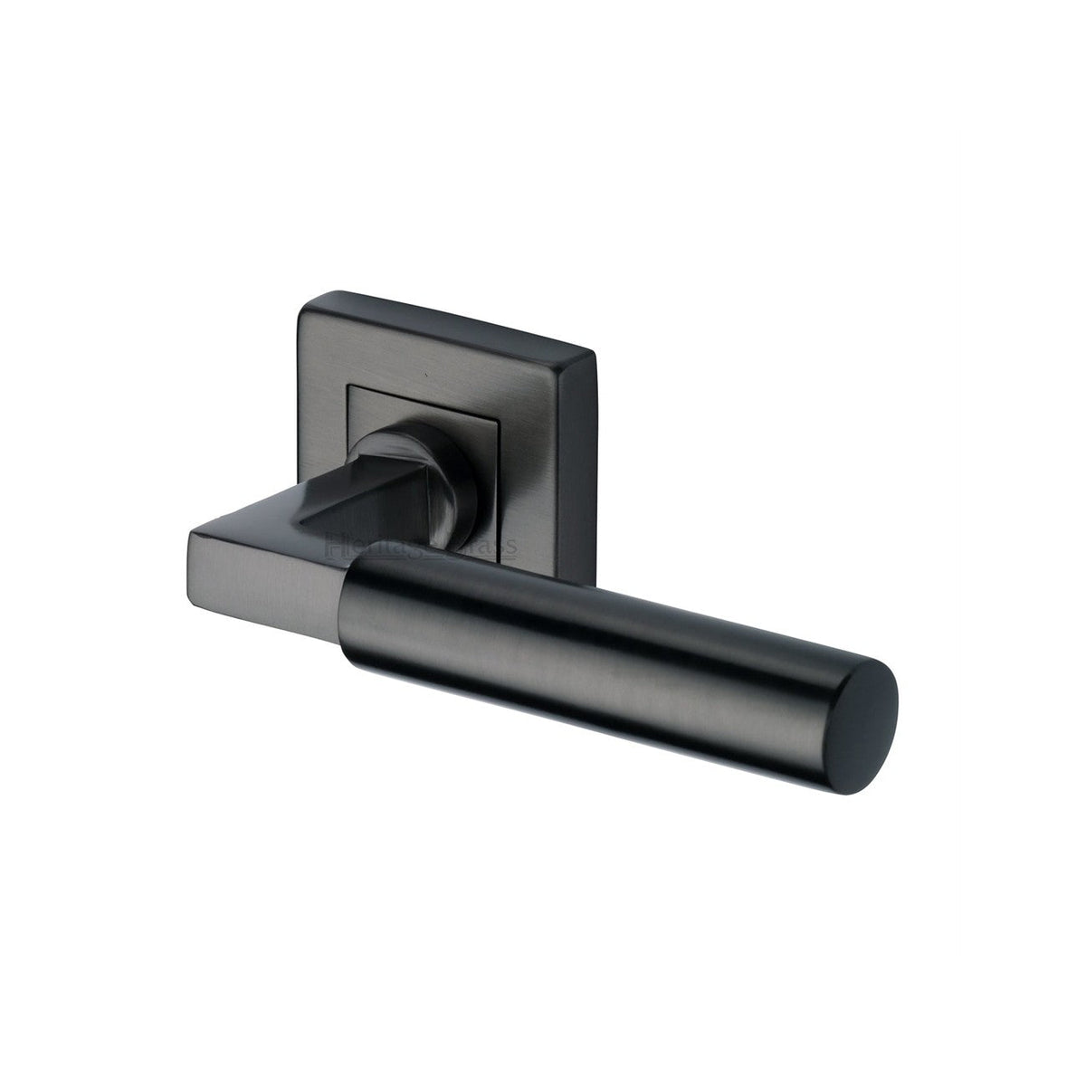 Bauhaus Sq Door Handle on Square Rose by M Marcus - Heritage Brass