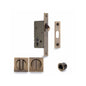 Sliding Lock with Square Privacy Turns - Antique Brass - 40 mm