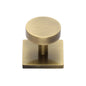 Disc Cabinet Knob With Square Backplate by M Marcus - Heritage Brass