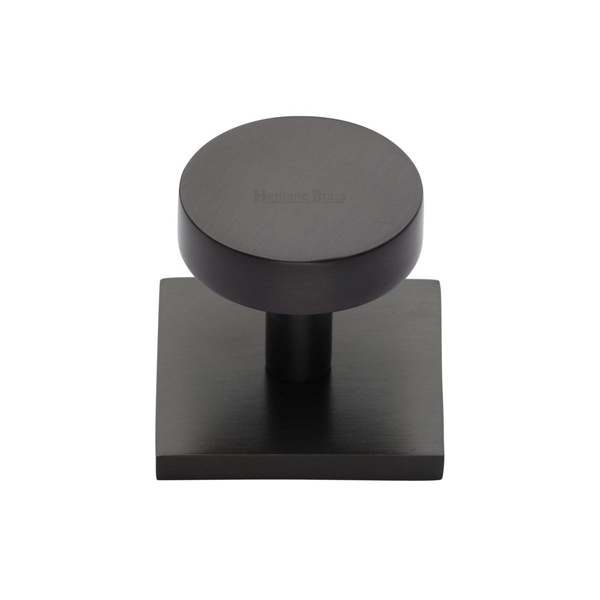 Disc Cabinet Knob With Square Backplate by M Marcus - Heritage Brass