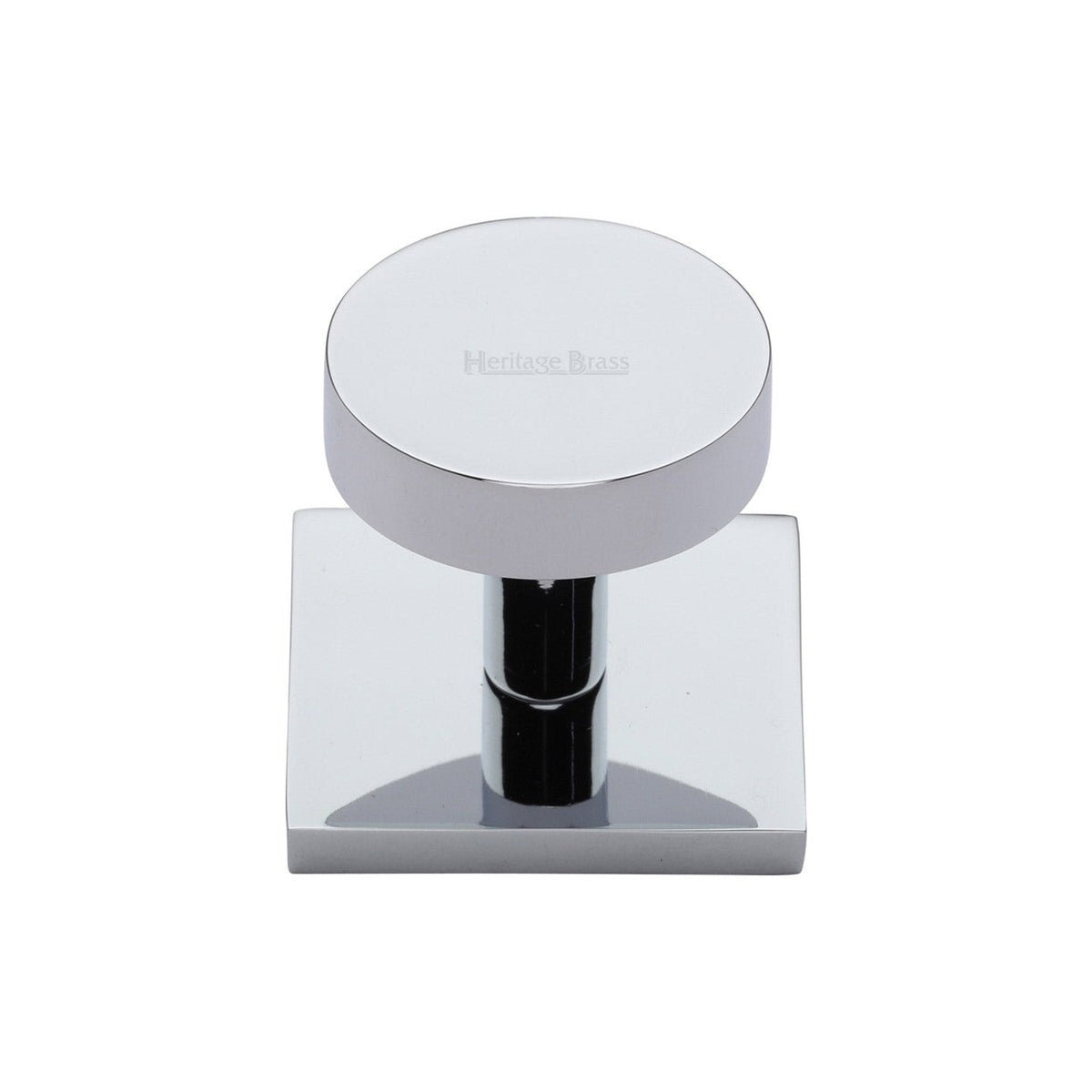 Disc Cabinet Knob With Square Backplate by M Marcus - Heritage Brass