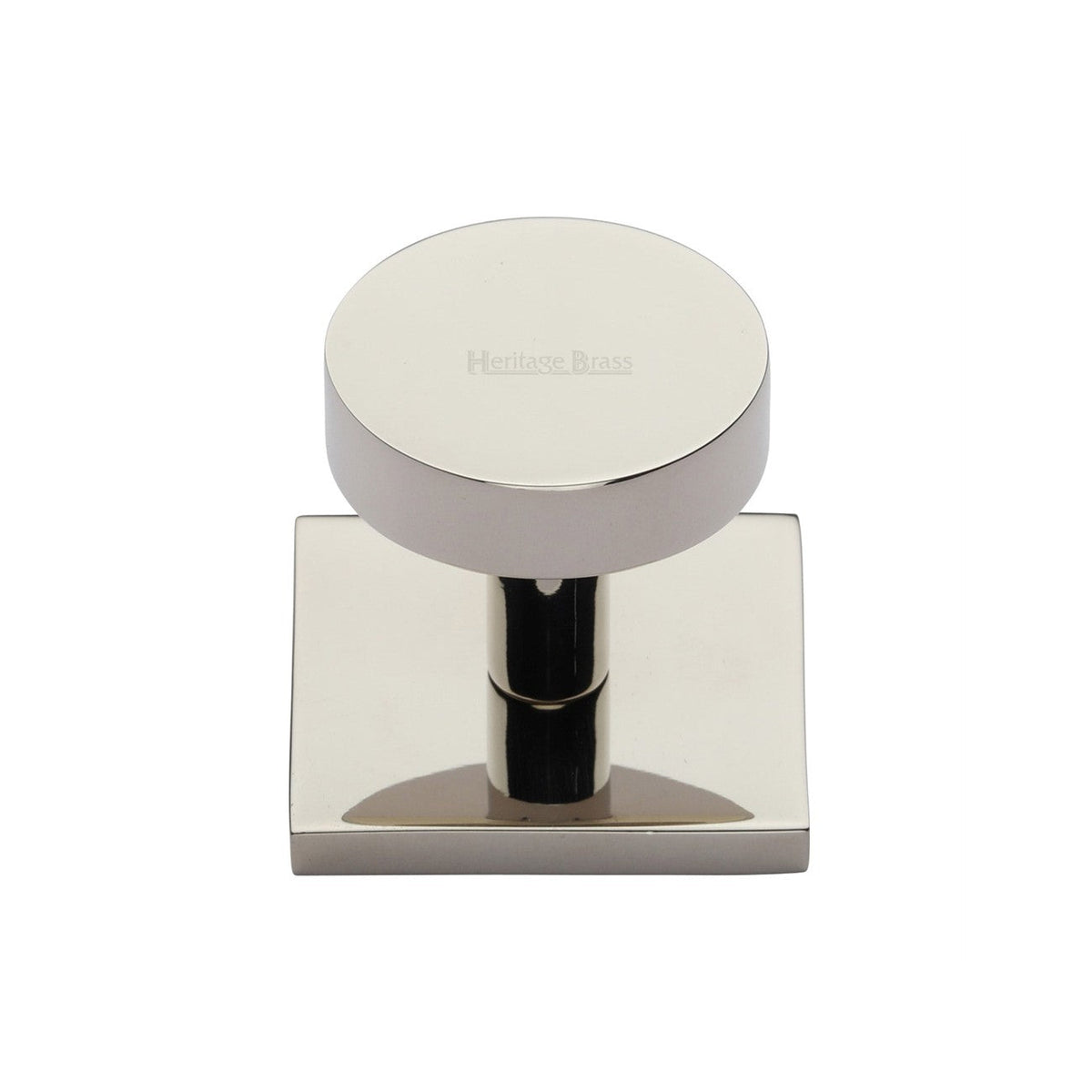 Disc Cabinet Knob With Square Backplate by M Marcus - Heritage Brass