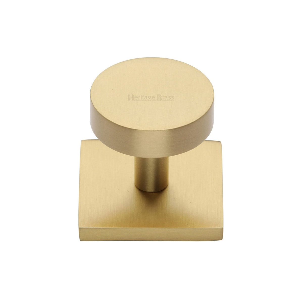 Disc Cabinet Knob With Square Backplate by M Marcus - Heritage Brass