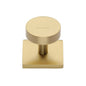 Disc Cabinet Knob With Square Backplate by M Marcus - Heritage Brass