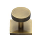 Knurled Disc Cabinet Knob with Square Backplate by M Marcus - Heritage Brass