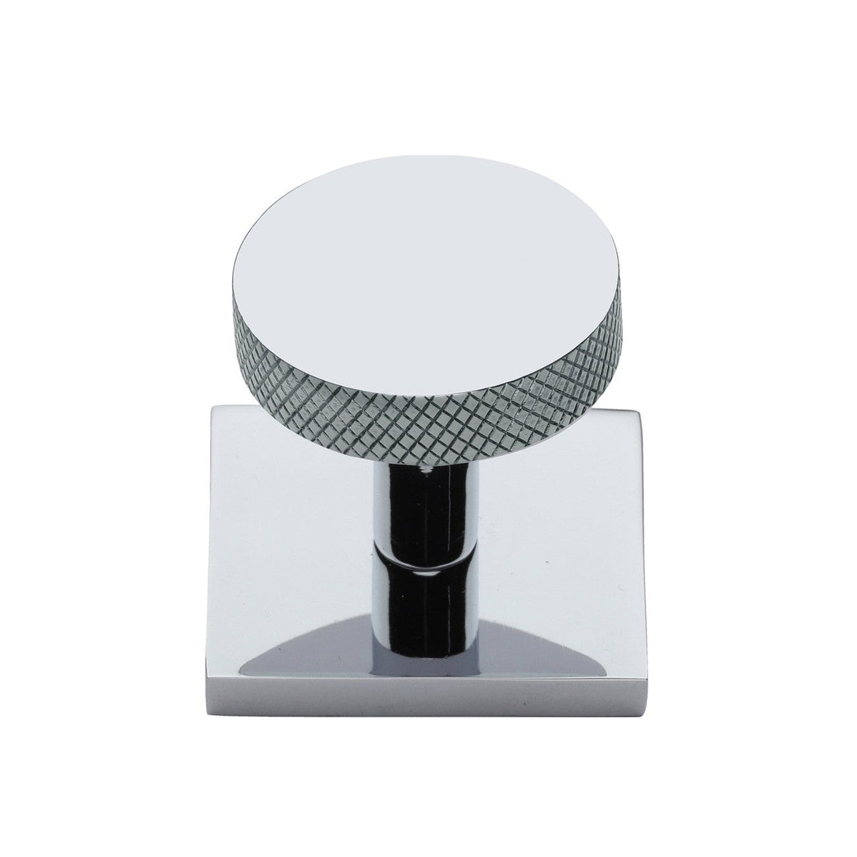 Knurled Disc Cabinet Knob with Square Backplate by M Marcus - Heritage Brass