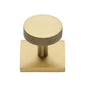 Knurled Disc Cabinet Knob with Square Backplate by M Marcus - Heritage Brass