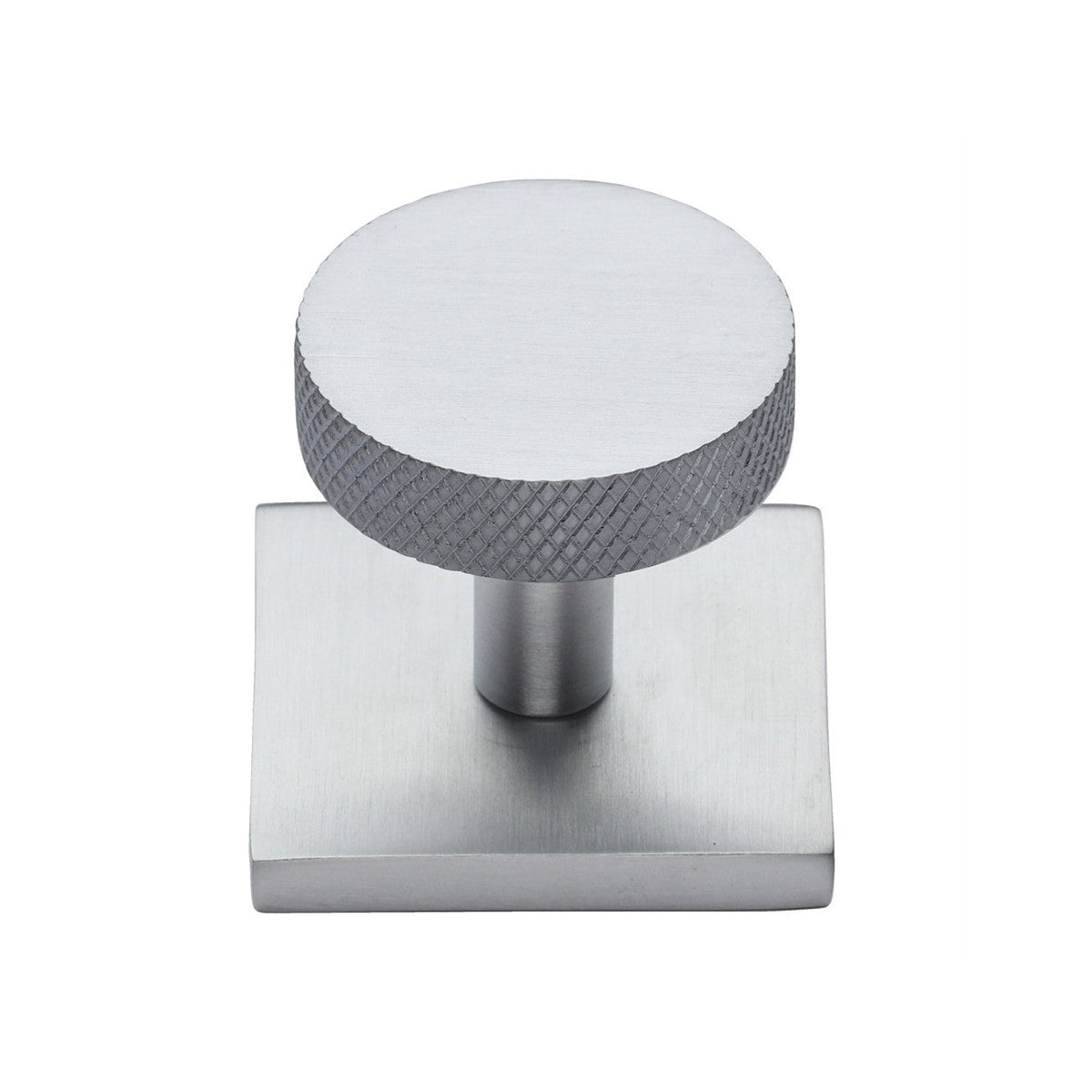 Knurled Disc Cabinet Knob with Square Backplate by M Marcus - Heritage Brass