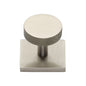 Knurled Disc Cabinet Knob with Square Backplate by M Marcus - Heritage Brass