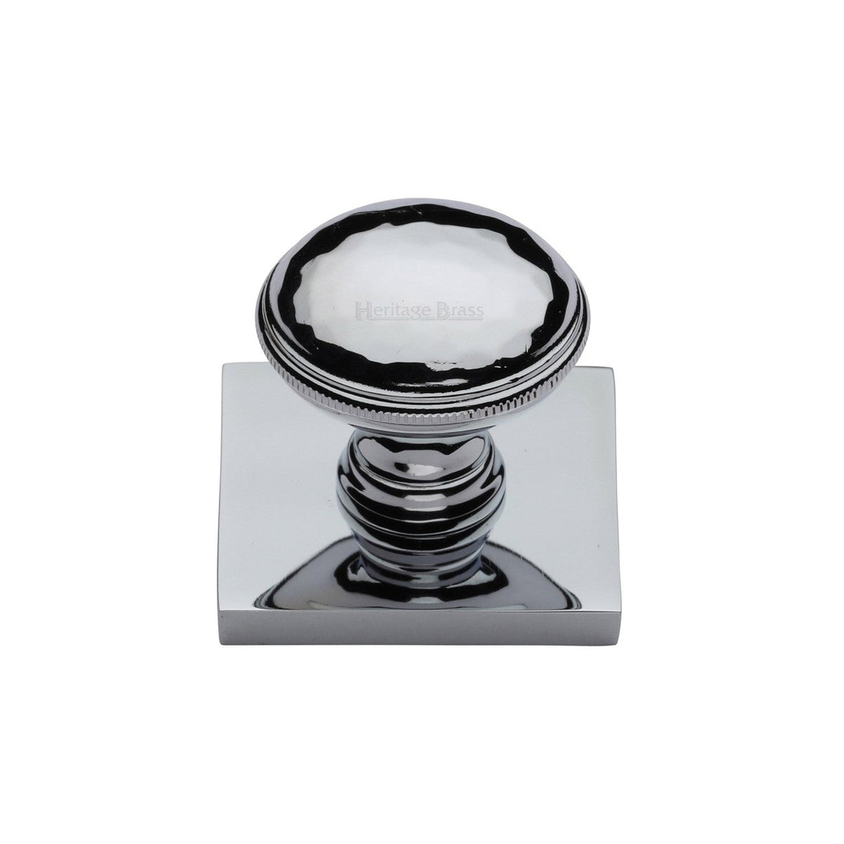 Diamond Cut Cabinet Knob with Square Backplate by M Marcus - Heritage Brass