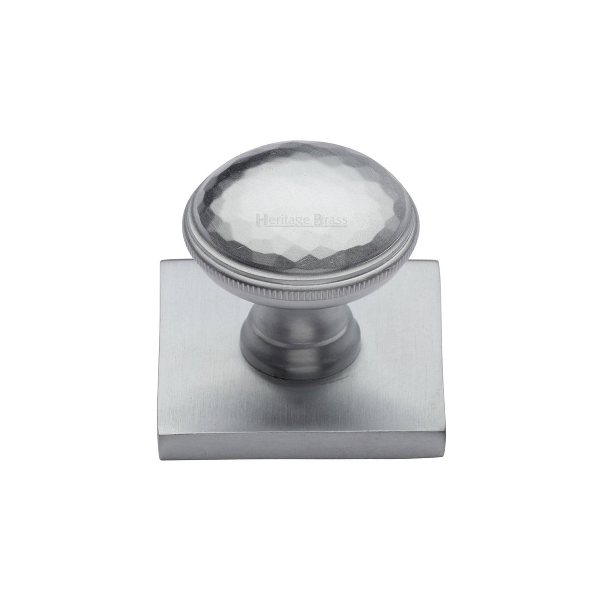 Diamond Cut Cabinet Knob with Square Backplate by M Marcus - Heritage Brass