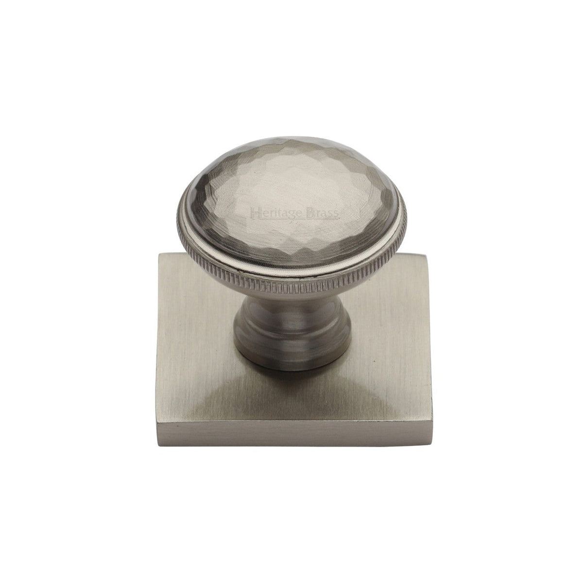 Diamond Cut Cabinet Knob with Square Backplate by M Marcus - Heritage Brass