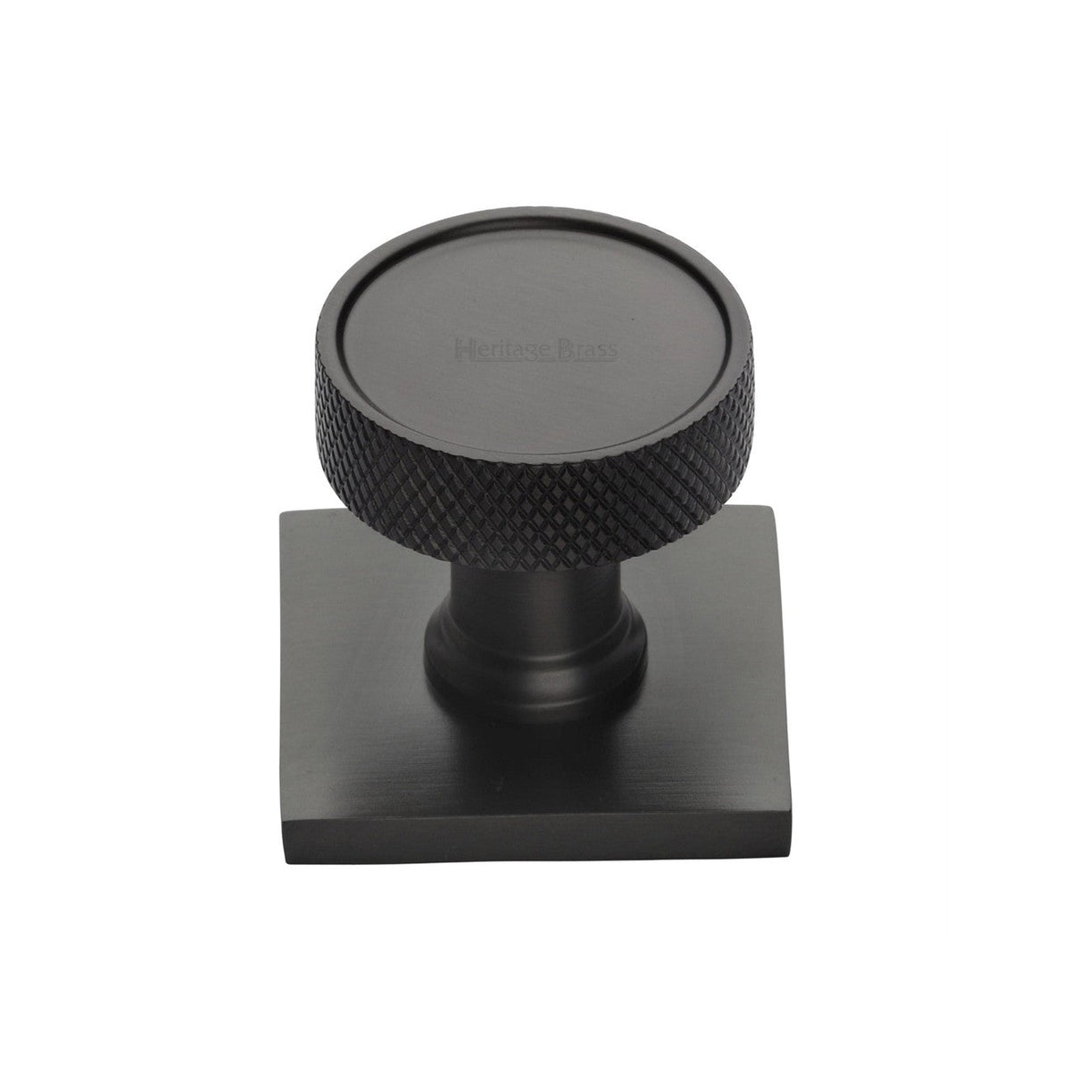 Florence Knurled Cabinet Knob with Square Backplate by M Marcus - Heritage Brass