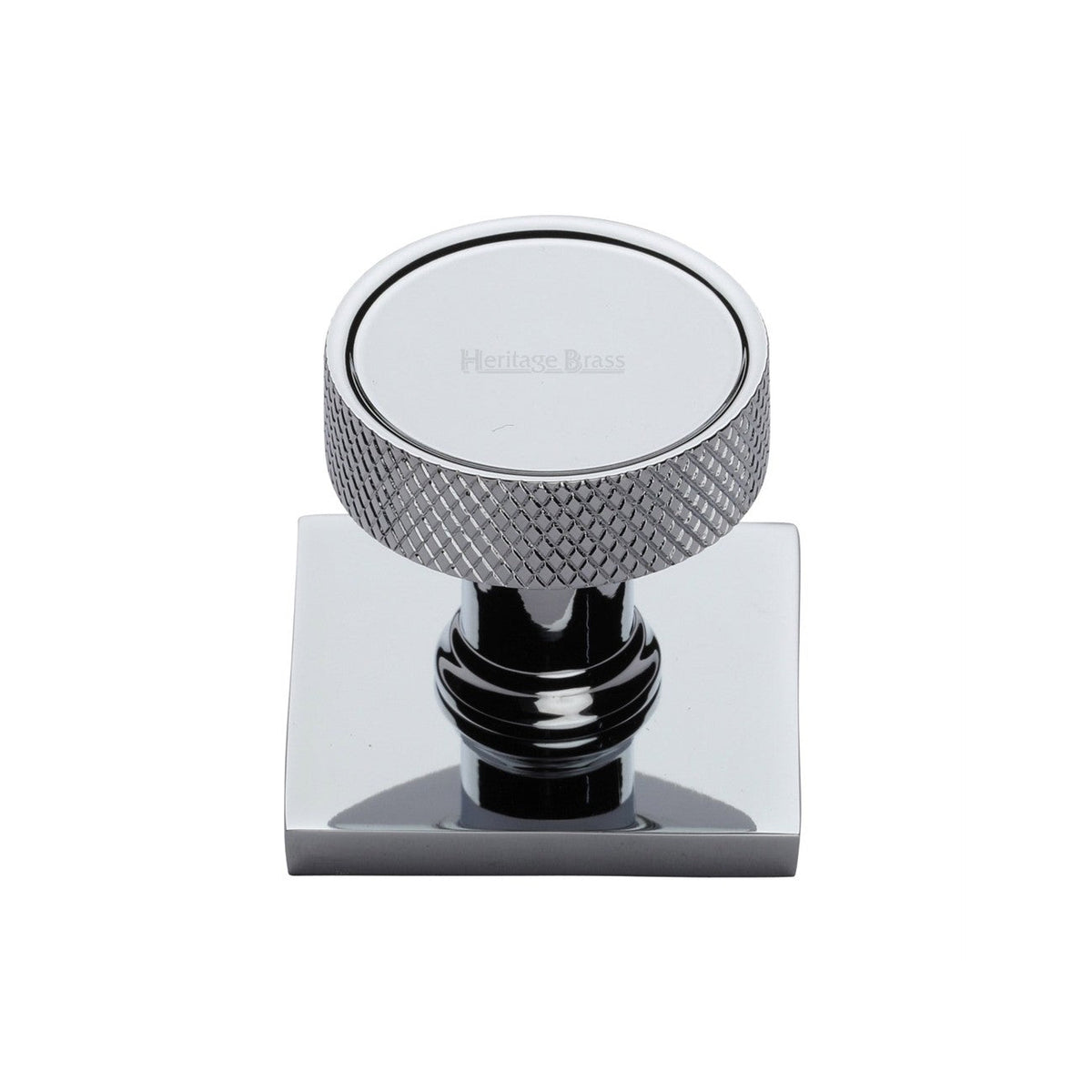 Florence Knurled Cabinet Knob with Square Backplate by M Marcus - Heritage Brass