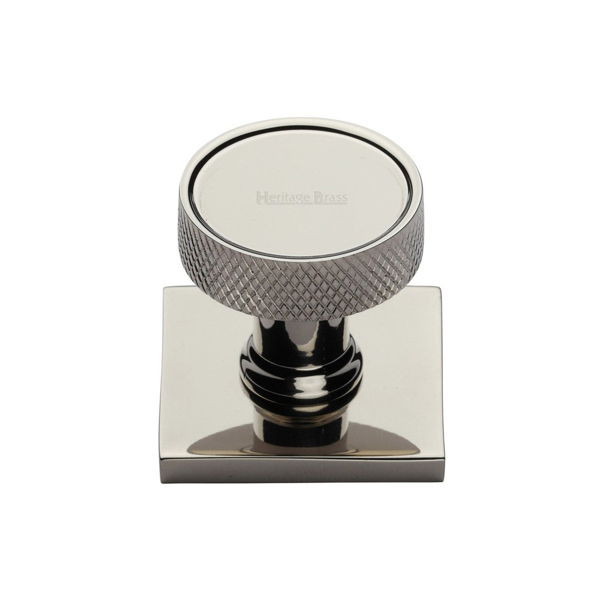 Florence Knurled Cabinet Knob with Square Backplate by M Marcus - Heritage Brass