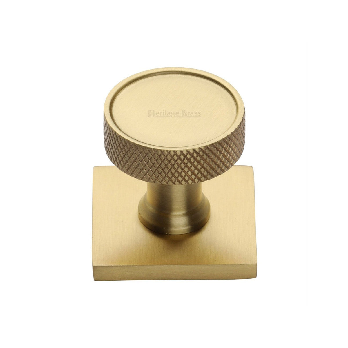 Florence Knurled Cabinet Knob with Square Backplate by M Marcus - Heritage Brass