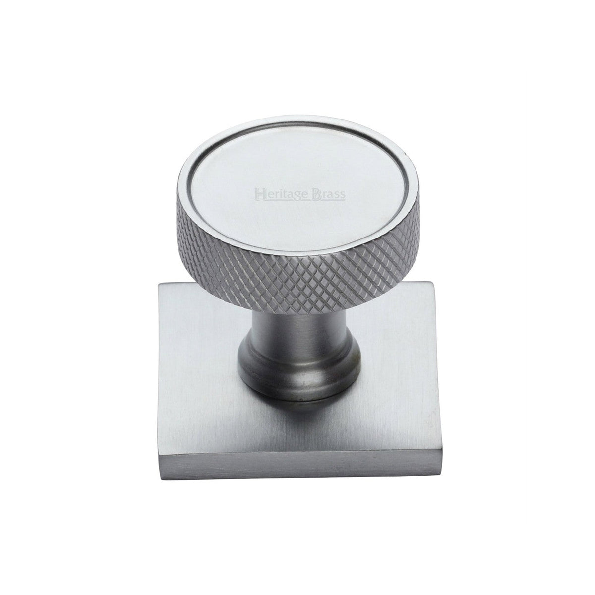 Florence Knurled Cabinet Knob with Square Backplate by M Marcus - Heritage Brass