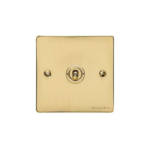 Elite Flat Plate Range Polished Brass Switches & Sockets, T01 - 1 Gang Intermediate Toggle Switch by Heritage Brass By M-Marcus