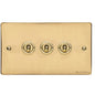 Elite Flat Plate Range Polished Brass Switches & Sockets, T01 - 3 Gang Toggle Switch by Heritage Brass By M-Marcus