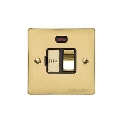 Elite Flat Plate Range Polished Brass Switches & Sockets, T01 - Switched Spur with Neon (13 Amp) by Heritage Brass By M-Marcus