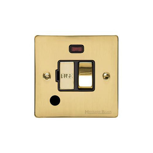 Elite Flat Plate Range Polished Brass Switches & Sockets, T01 - Switched Spur with Neon + Cord (13 Amp) by Heritage Brass By M-Marcus