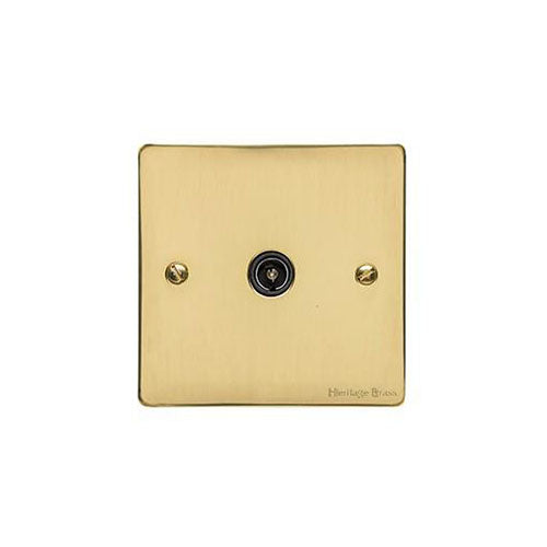 Elite Flat Plate Range Polished Brass Switches & Sockets, T01 - 1 Gang Non-Isolated TV Coaxial Socket by Heritage Brass By M-Marcus