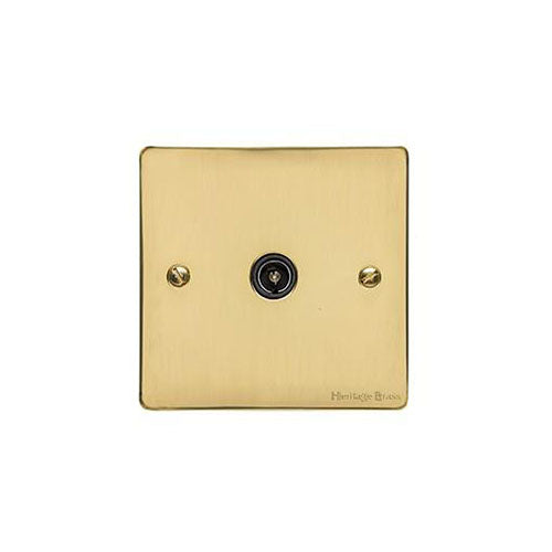 Elite Flat Plate Range Polished Brass Switches & Sockets, T01 - 1 Gang Isolated TV Coaxial Socket by Heritage Brass By M-Marcus