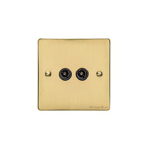 Elite Flat Plate Range Polished Brass Switches & Sockets, T01 - TV/FM Diplexed Socket by Heritage Brass By M-Marcus